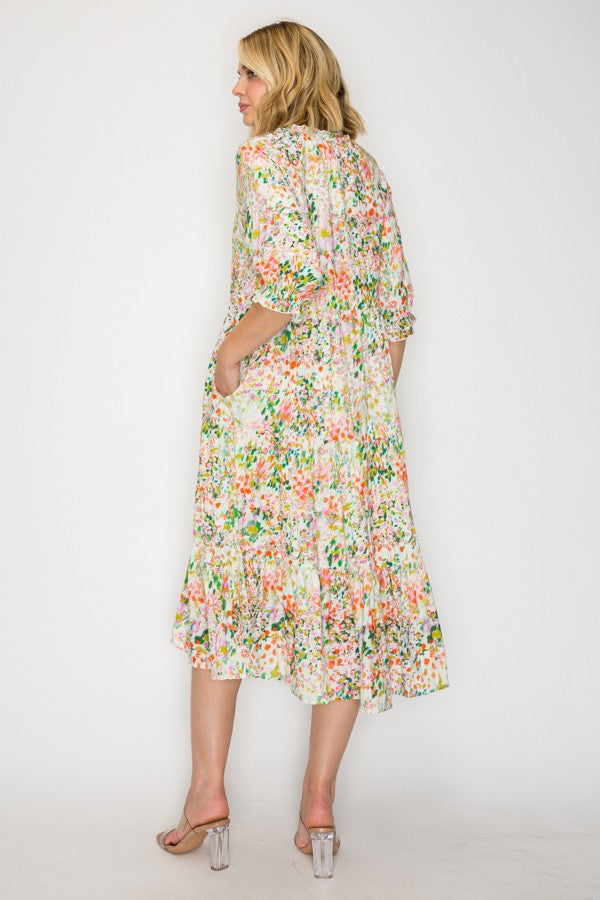 Boho Bliss Floral Tiered Midi