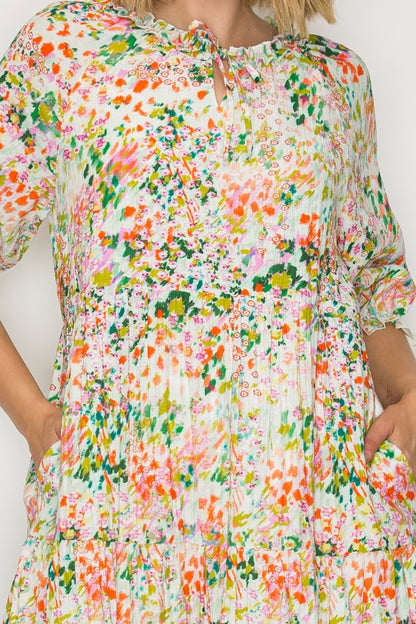 Boho Bliss Floral Tiered Midi