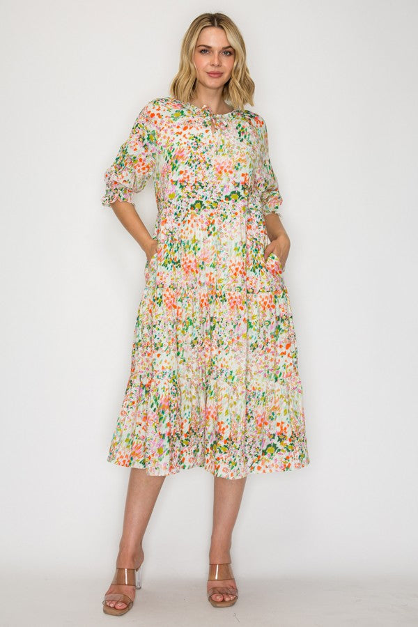 Boho Bliss Floral Tiered Midi
