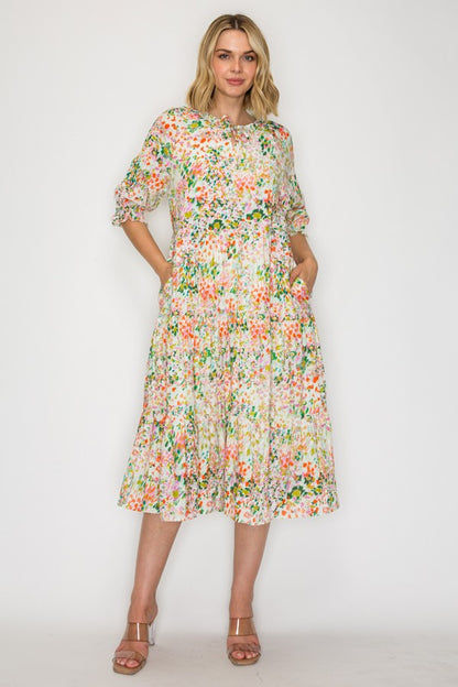 Boho Bliss Floral Tiered Midi