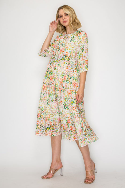 Boho Bliss Floral Tiered Midi