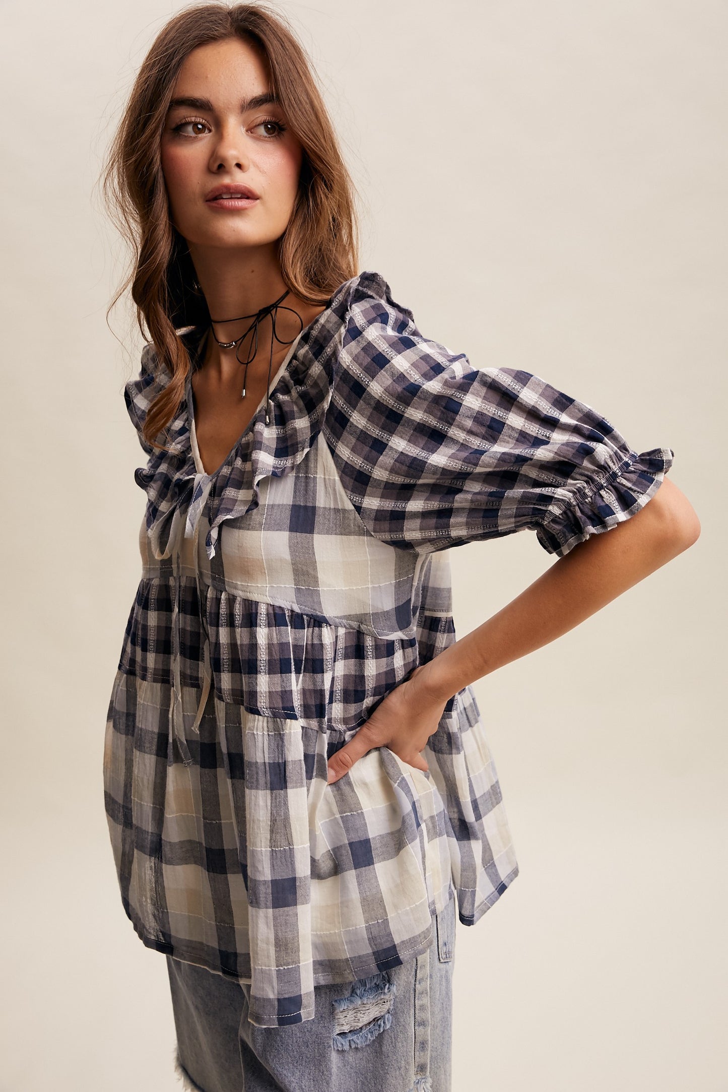 Plaid Reverie Top