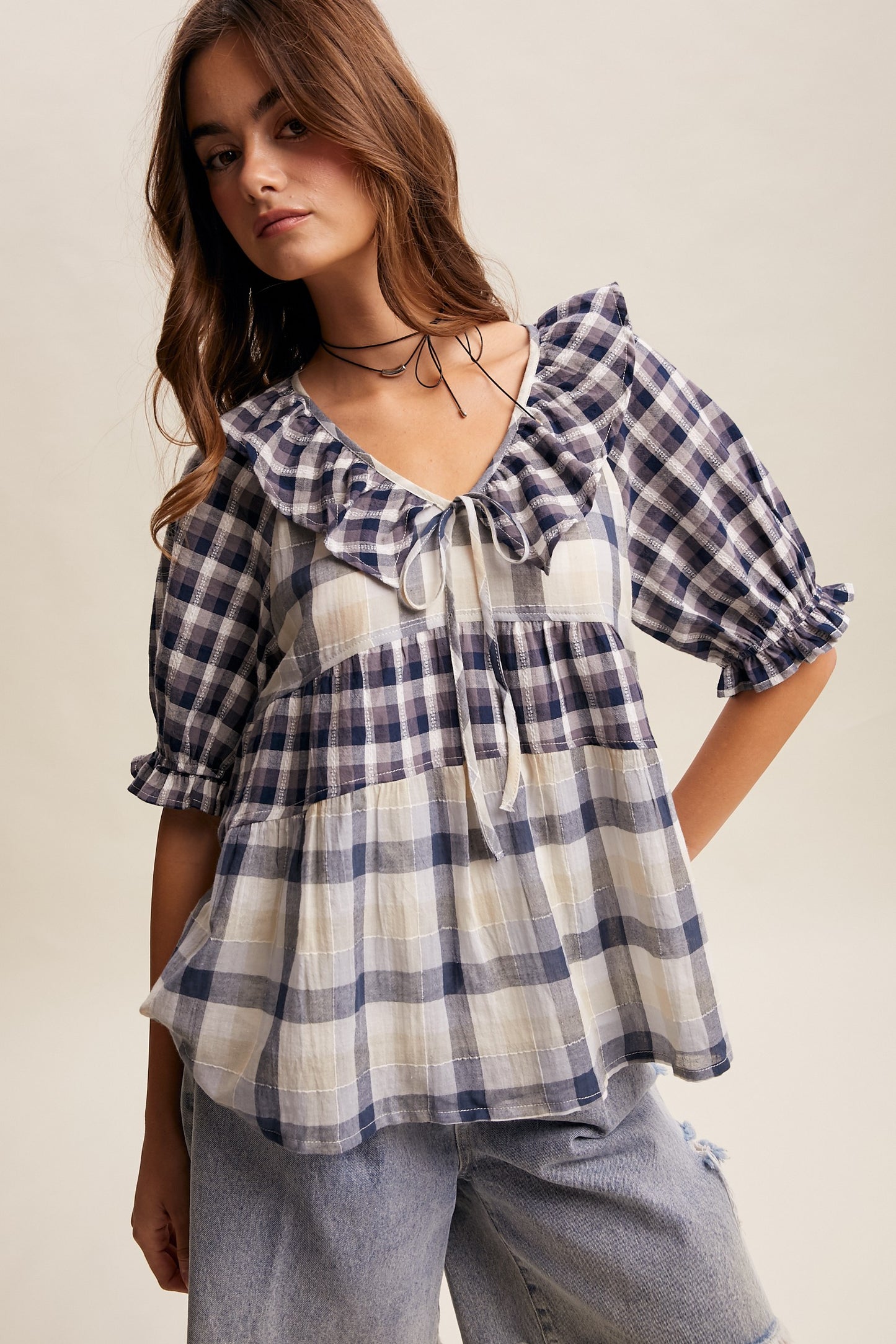 Plaid Reverie Top