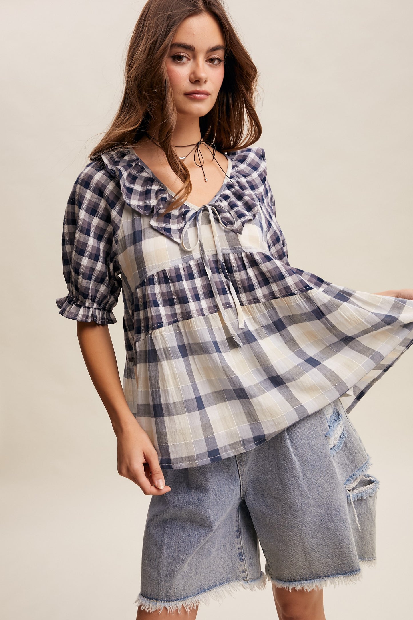 Plaid Reverie Top