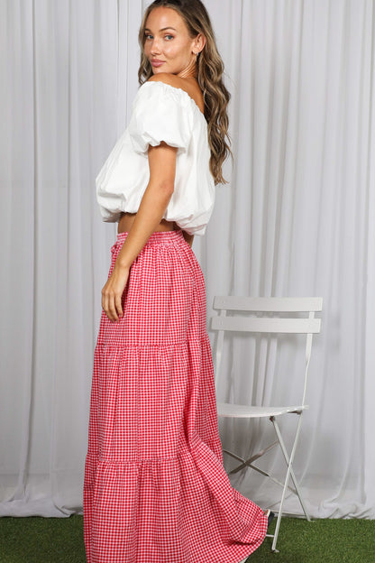 Gingham Glow Maxi Skirt