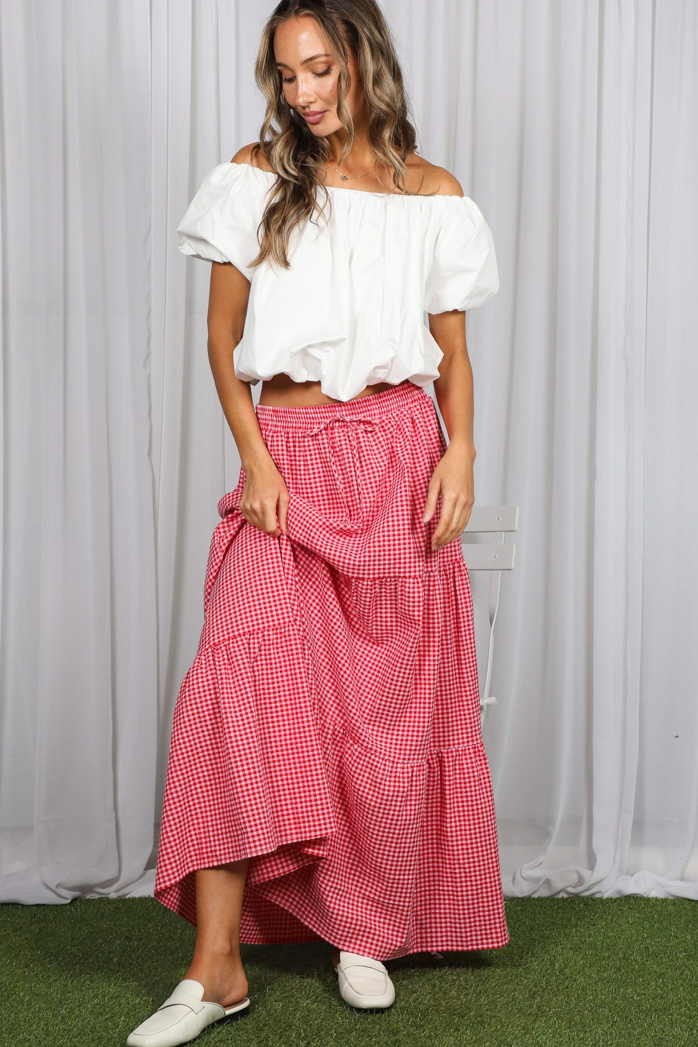 Gingham Glow Maxi Skirt