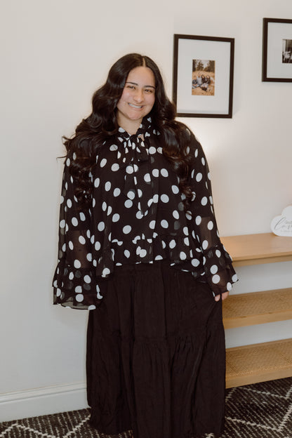 Noir Polka Muse Blouse (Extended Size)