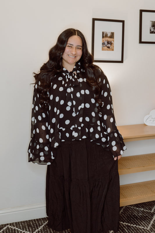 Noir Polka Muse Blouse (Extended Size)