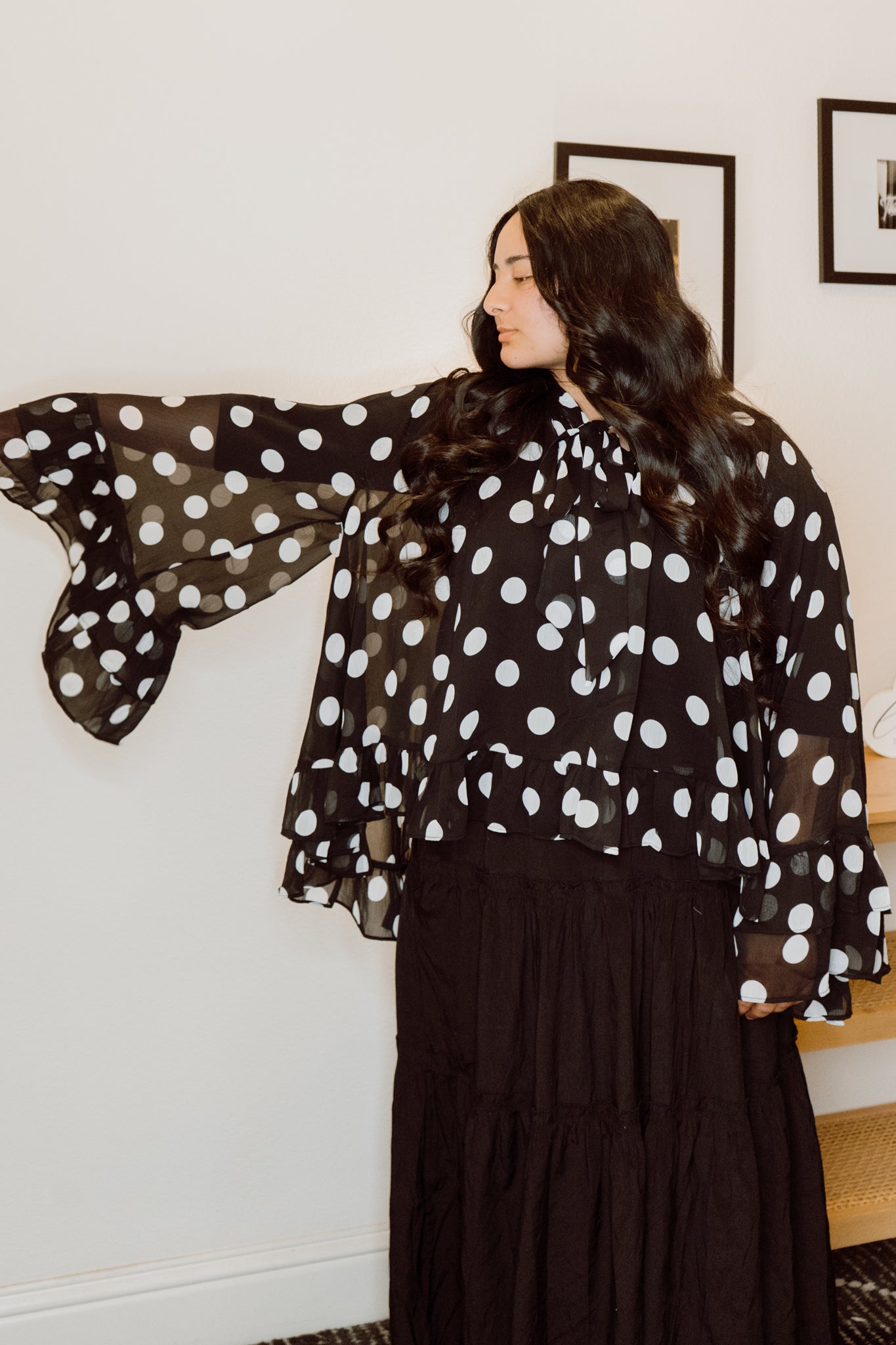Noir Polka Muse Blouse (Extended Size)