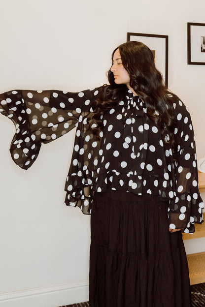 Noir Polka Muse Blouse (Extended Size)