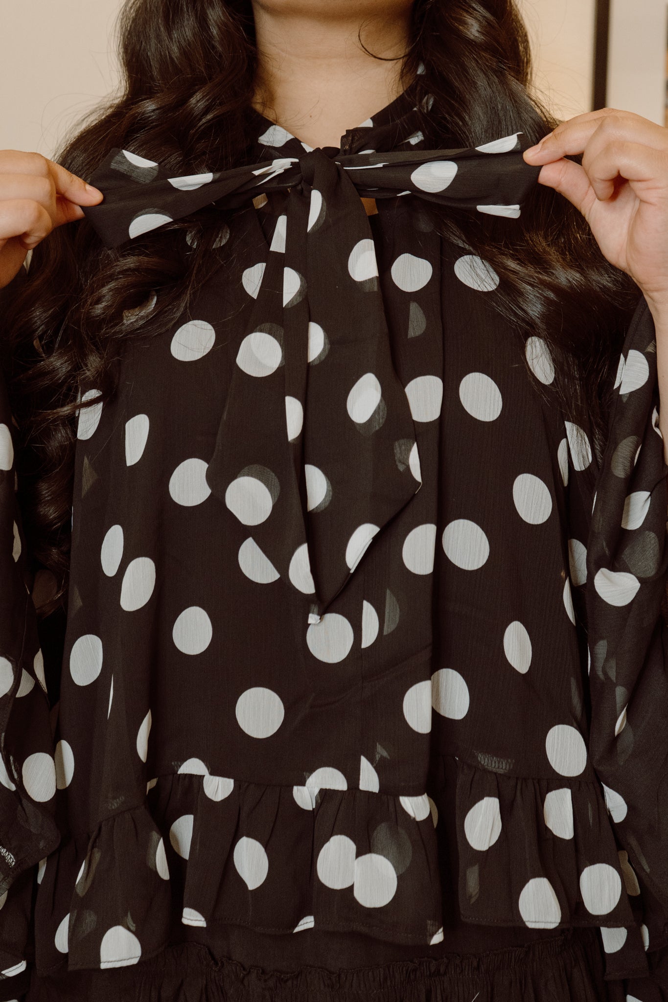 Noir Polka Muse Blouse (Extended Size)