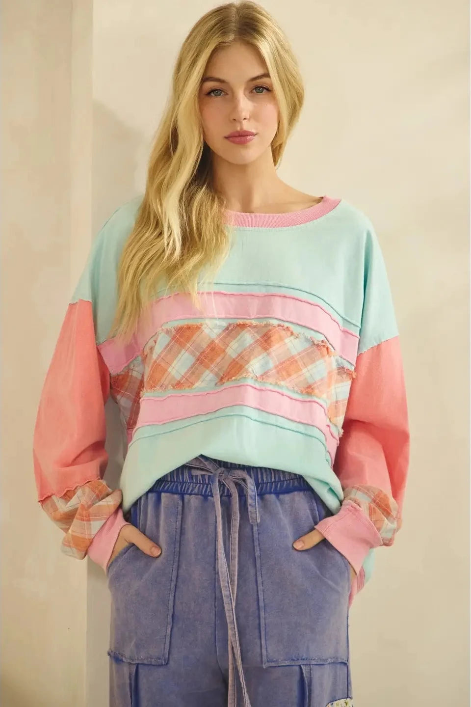 Cotton Candy Plaid Pullover