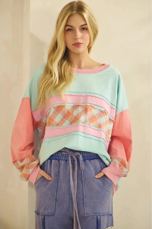 Cotton Candy Plaid Pullover