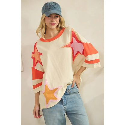 Ivory Grace Star Patch Top