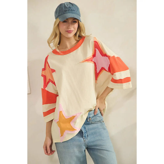 Ivory Grace Star Patch Top